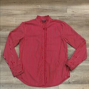 Ralph Lauren Red and White Striped Button-Down Shirt
